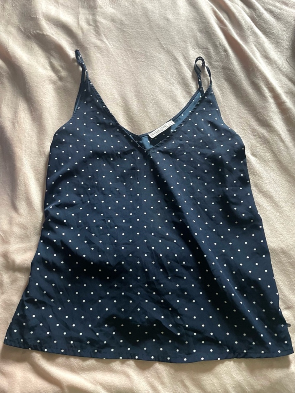Y2K Abercrombie & Fitch Navy and White Polka Dot Cami